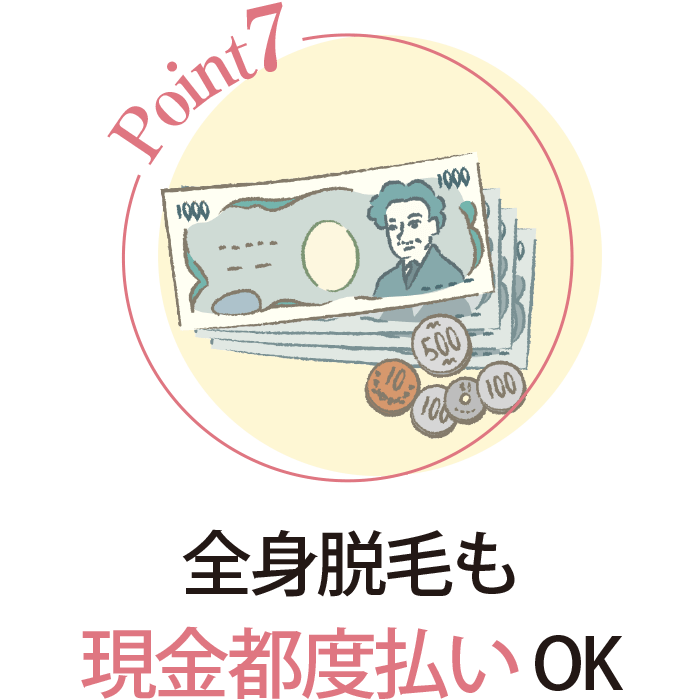 全身脱毛も現金都度払いok